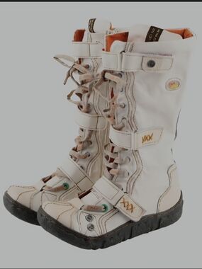 Women's White Lace-Up Buckle Boots with Contrast Stitching